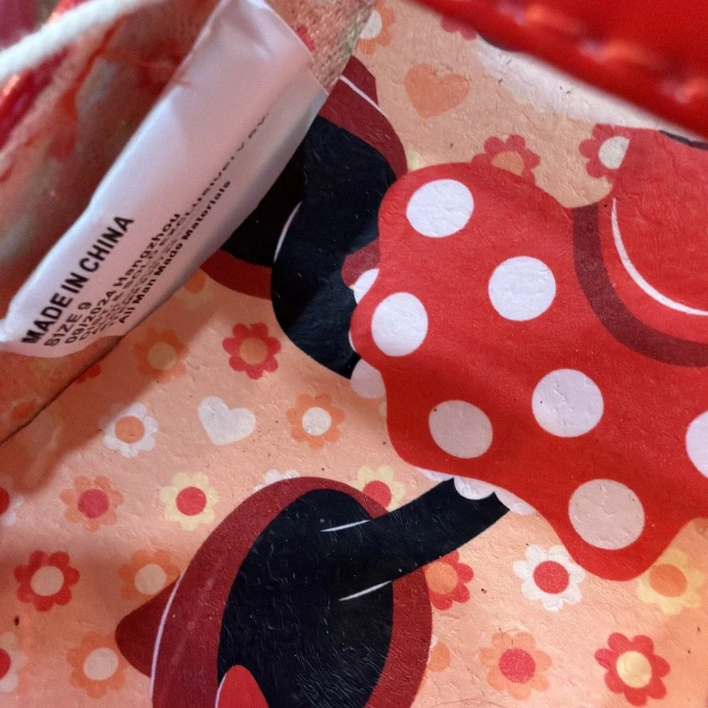 Disney Minnie Mouse Red Glitter Bow Shoes Girls Toddler Size 9 Disney Junior NWT - Picture 9 of 11